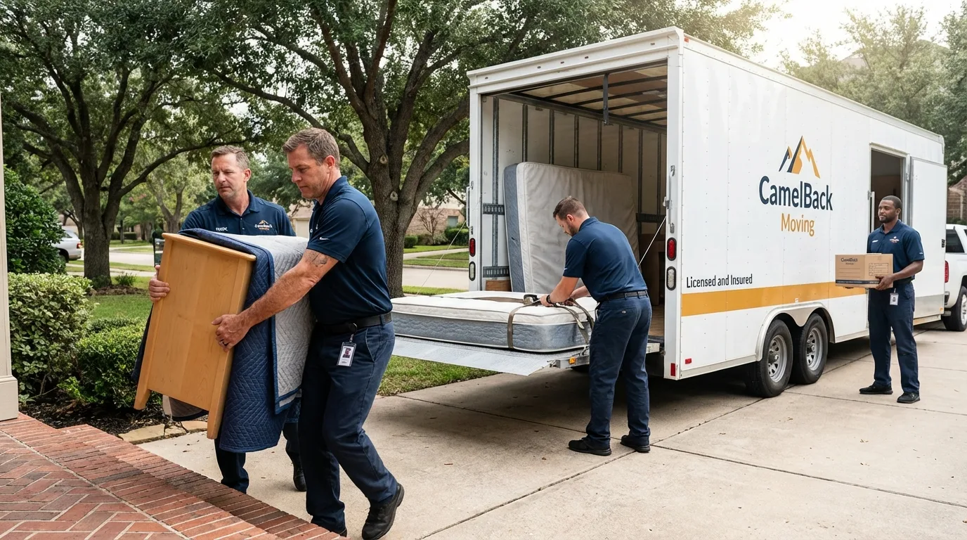 Crew loading residential truck for cross-state move from Geneva, NE