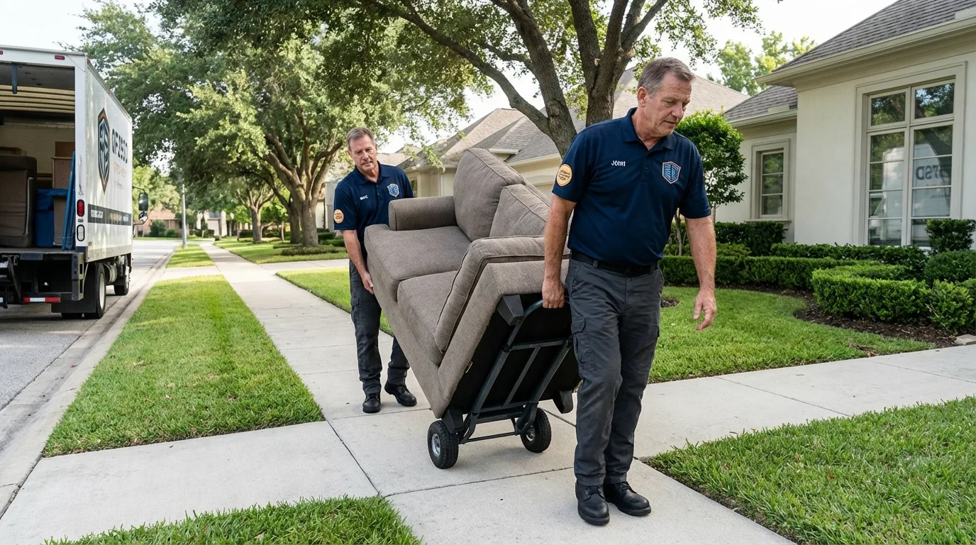 Local residential moving crew loading furniture in Geneva, NE