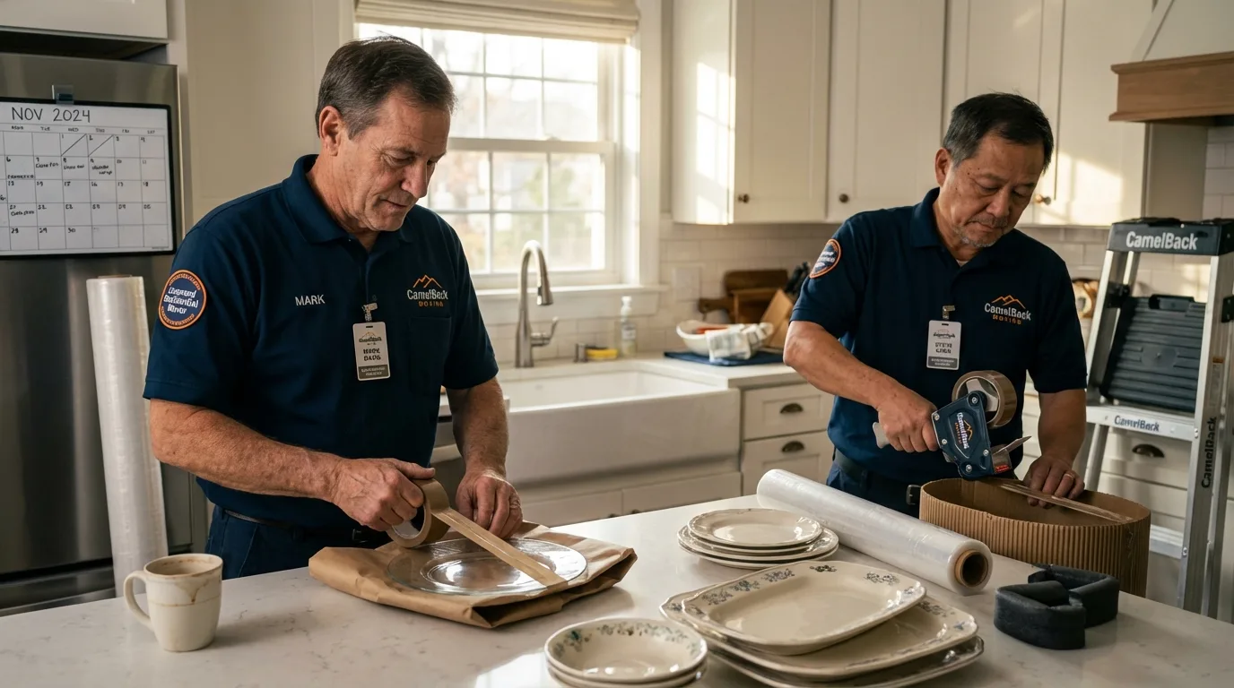 Professional crew packing kitchen dishware in Geneva, NE